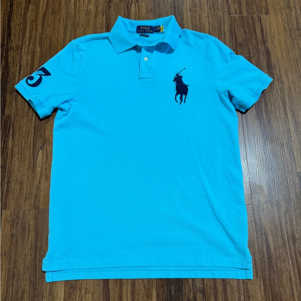 Polo Ralph Lauren Blue Polo Shirt Men's S Classic Fit Short Sleeve Collared Logo